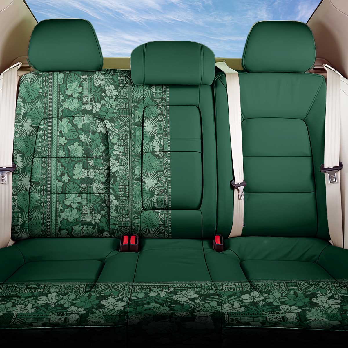 Hawaiian Tribal Elements Hibiscus Back Car Seat Cover Green Pattern LT9 One Size Green - Polynesian Pride