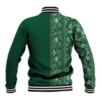 Hawaiian Tribal Elements Hibiscus Baseball Jacket Green Pattern - Polynesian Pride