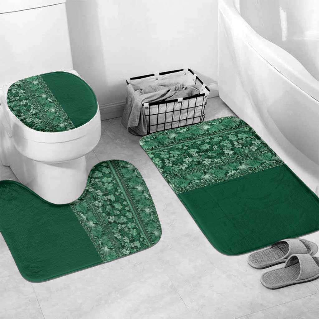 Hawaiian Tribal Elements Hibiscus Bathroom Set Green Pattern - Polynesian Pride