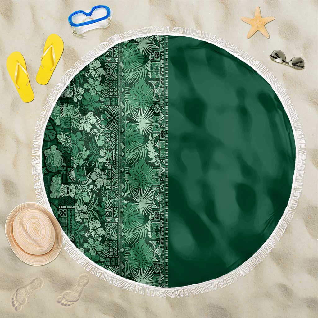 Hawaiian Tribal Elements Hibiscus Beach Blanket Green Pattern LT9 One Size 150cm Green - Polynesian Pride