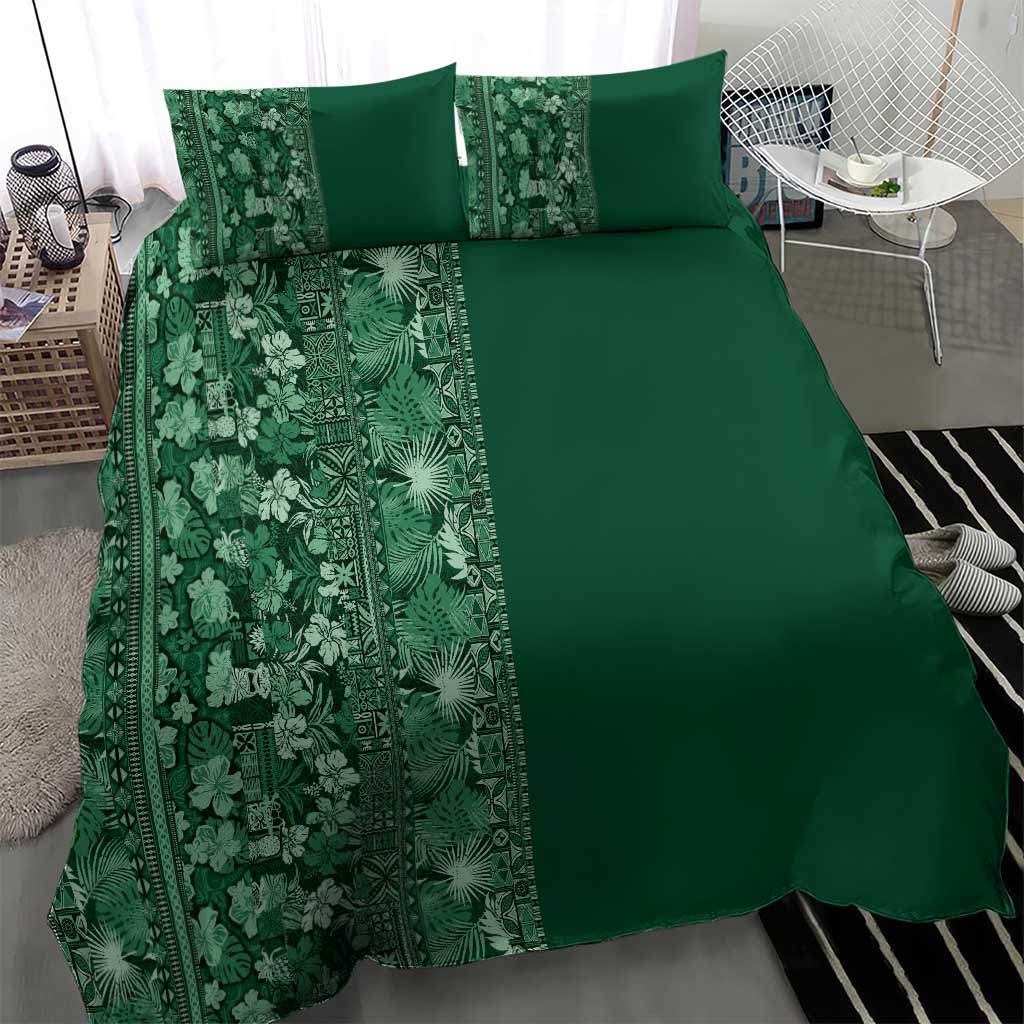 Hawaiian Tribal Elements Hibiscus Bedding Set Green Pattern - Polynesian Pride