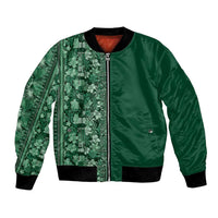 Hawaiian Tribal Elements Hibiscus Bomber Jacket Green Pattern - Polynesian Pride
