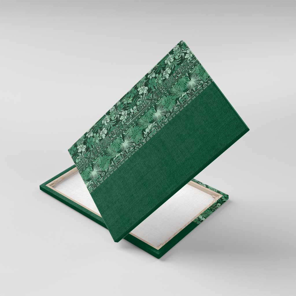 Hawaiian Tribal Elements Hibiscus Canvas Wall Art Green Pattern - Polynesian Pride