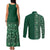 Hawaiian Tribal Elements Hibiscus Couples Matching Tank Maxi Dress and Long Sleeve Button Shirt Green Pattern - Polynesian Pride