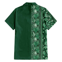 Hawaiian Tribal Elements Hibiscus Family Matching Summer Maxi Dress and Hawaiian Shirt Green Pattern - Polynesian Pride
