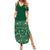 Hawaiian Tribal Elements Hibiscus Family Matching Summer Maxi Dress and Hawaiian Shirt Green Pattern - Polynesian Pride