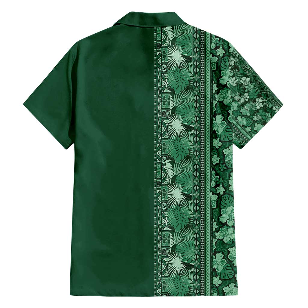 Hawaiian Tribal Elements Hibiscus Hawaiian Shirt Green Pattern - Polynesian Pride
