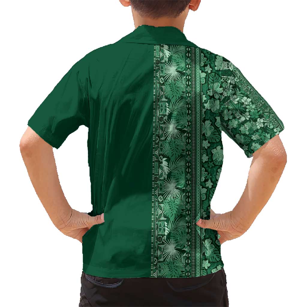 Hawaiian Tribal Elements Hibiscus Kid Hawaiian Shirt Green Pattern - Polynesian Pride