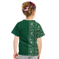 Hawaiian Tribal Elements Hibiscus Kid T Shirt Green Pattern - Polynesian Pride