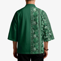 Hawaiian Tribal Elements Hibiscus Kimono Green Pattern - Polynesian Pride