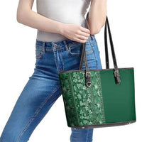 Hawaiian Tribal Elements Hibiscus Leather Tote Bag Green Pattern LT9 - Polynesian Pride