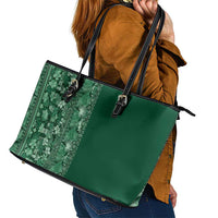 Hawaiian Tribal Elements Hibiscus Leather Tote Bag Green Pattern LT9 - Polynesian Pride