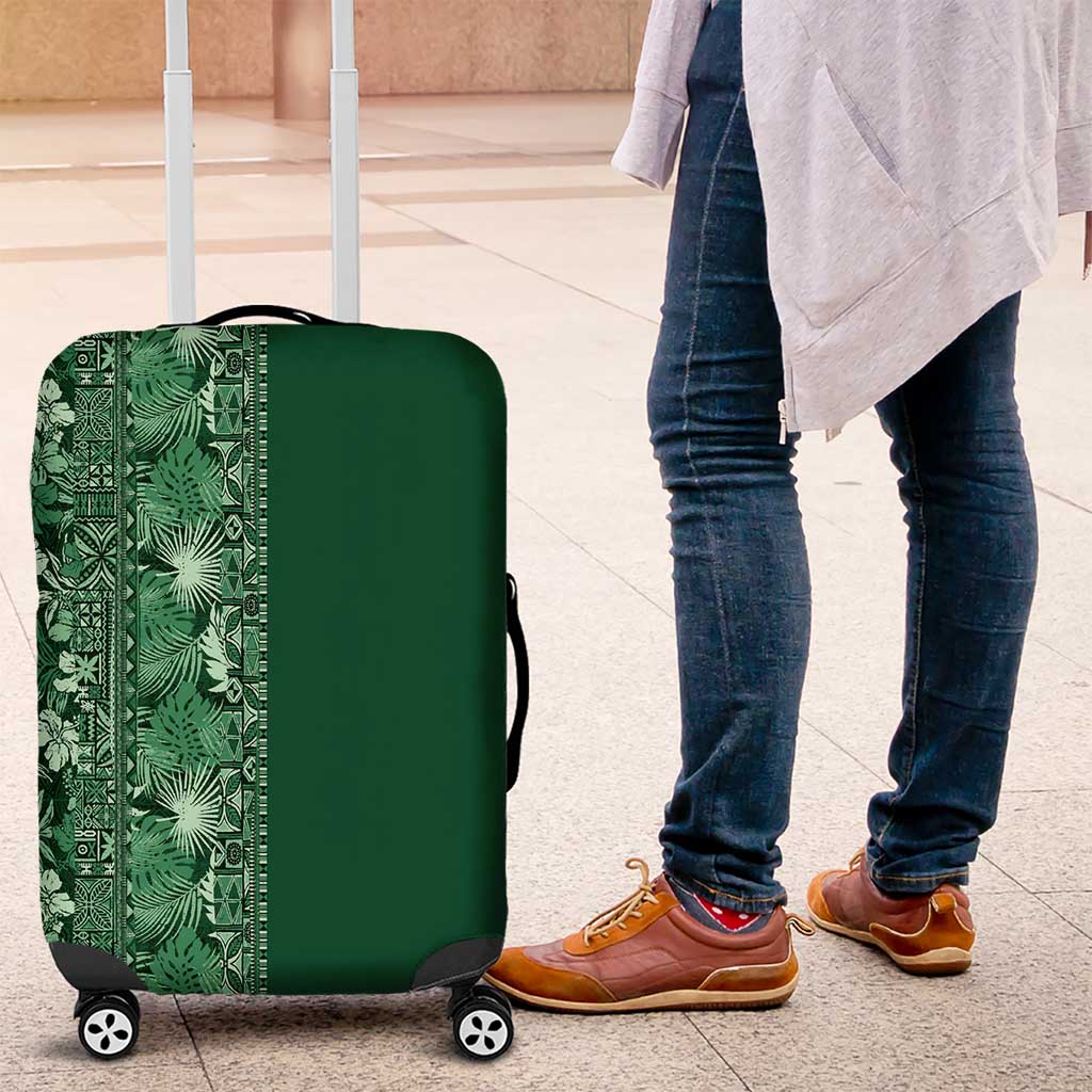 Hawaiian Tribal Elements Hibiscus Luggage Cover Green Pattern - Polynesian Pride