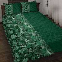 Hawaiian Tribal Elements Hibiscus Quilt Bed Set Green Pattern - Polynesian Pride
