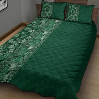 Hawaiian Tribal Elements Hibiscus Quilt Bed Set Green Pattern - Polynesian Pride