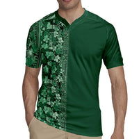 Hawaiian Tribal Elements Hibiscus Rugby Jersey Green Pattern - Polynesian Pride