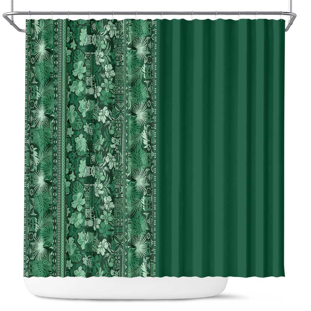 Hawaiian Tribal Elements Hibiscus Shower Curtain Green Pattern LT9 Green - Polynesian Pride