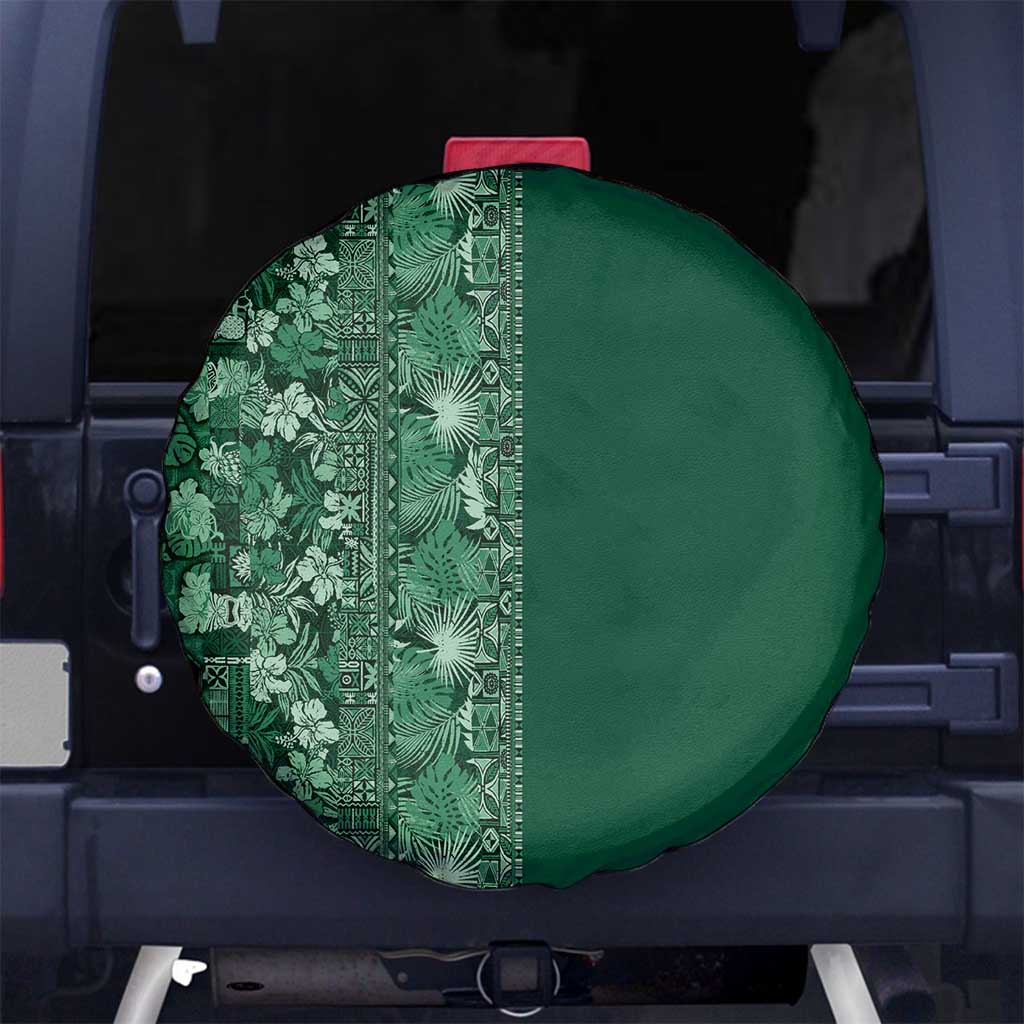 Hawaiian Tribal Elements Hibiscus Spare Tire Cover Green Pattern - Polynesian Pride