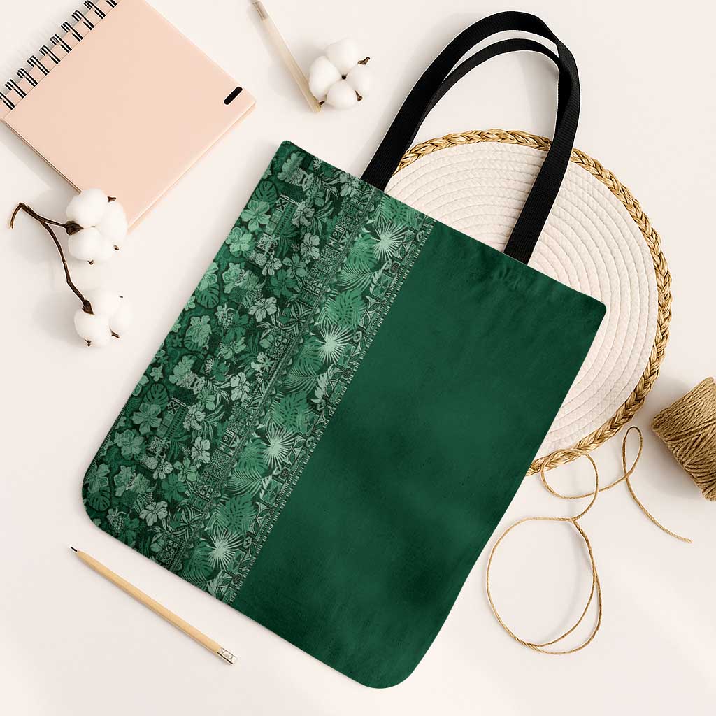 Hawaiian Tribal Elements Hibiscus Tote Bag Green Pattern LT9 Black Strap One Size Green - Polynesian Pride