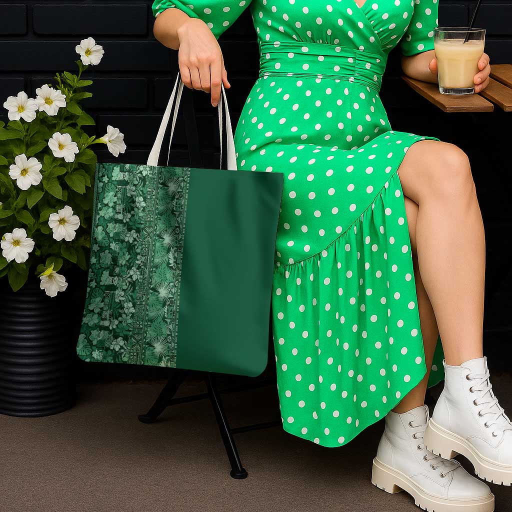 Hawaiian Tribal Elements Hibiscus Tote Bag Green Pattern - Polynesian Pride