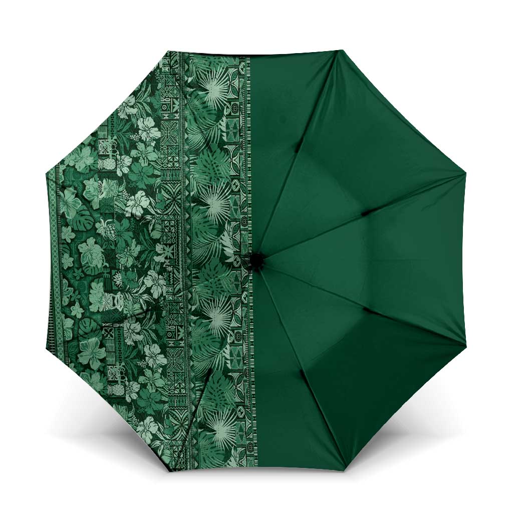 Hawaiian Tribal Elements Hibiscus Umbrella Green Pattern - Polynesian Pride