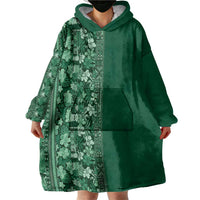 Hawaiian Tribal Elements Hibiscus Wearable Blanket Hoodie Green Pattern LT9 - Polynesian Pride