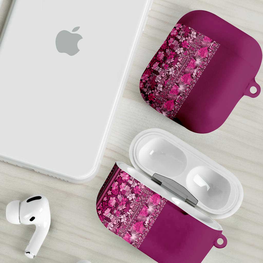 Hawaiian Tribal Elements Hibiscus AirPods Case Pink Pattern - Polynesian Pride
