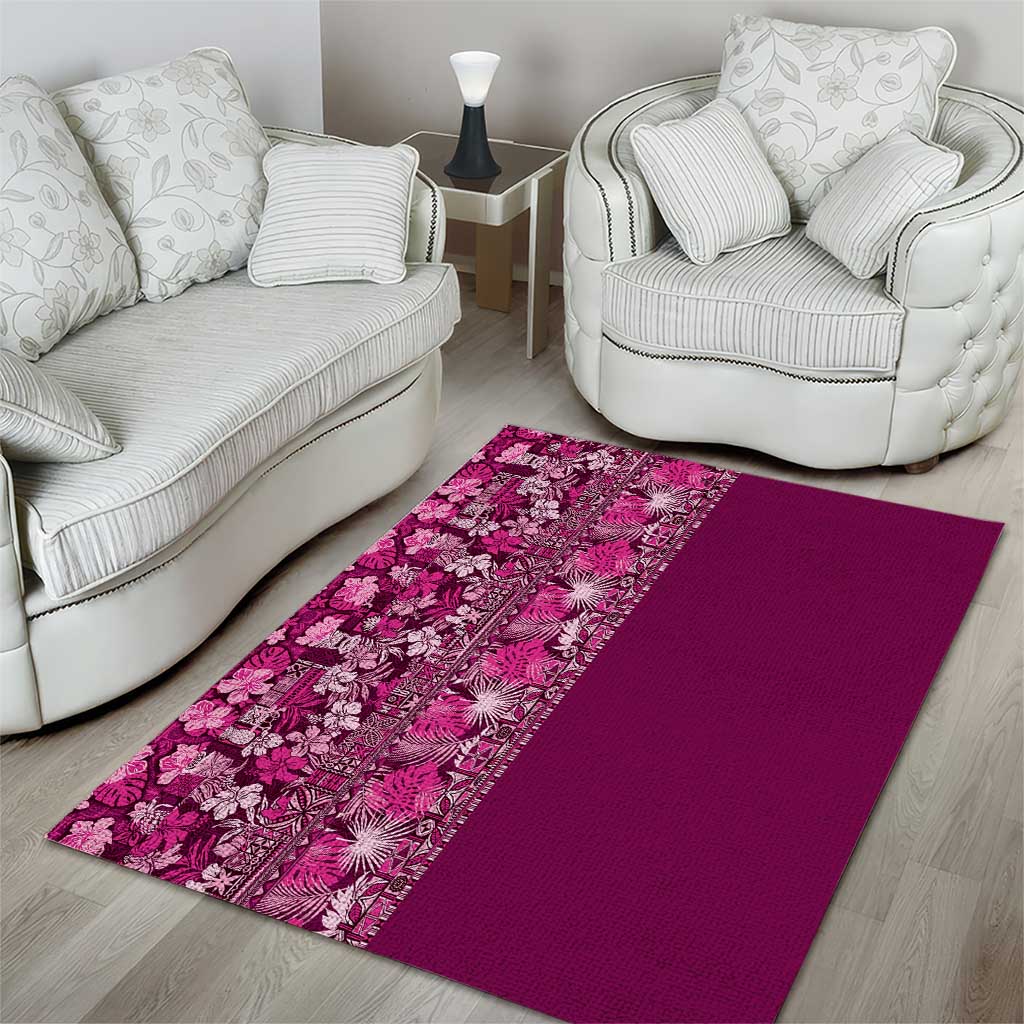 Hawaiian Tribal Elements Hibiscus Area Rug Pink Pattern - Polynesian Pride