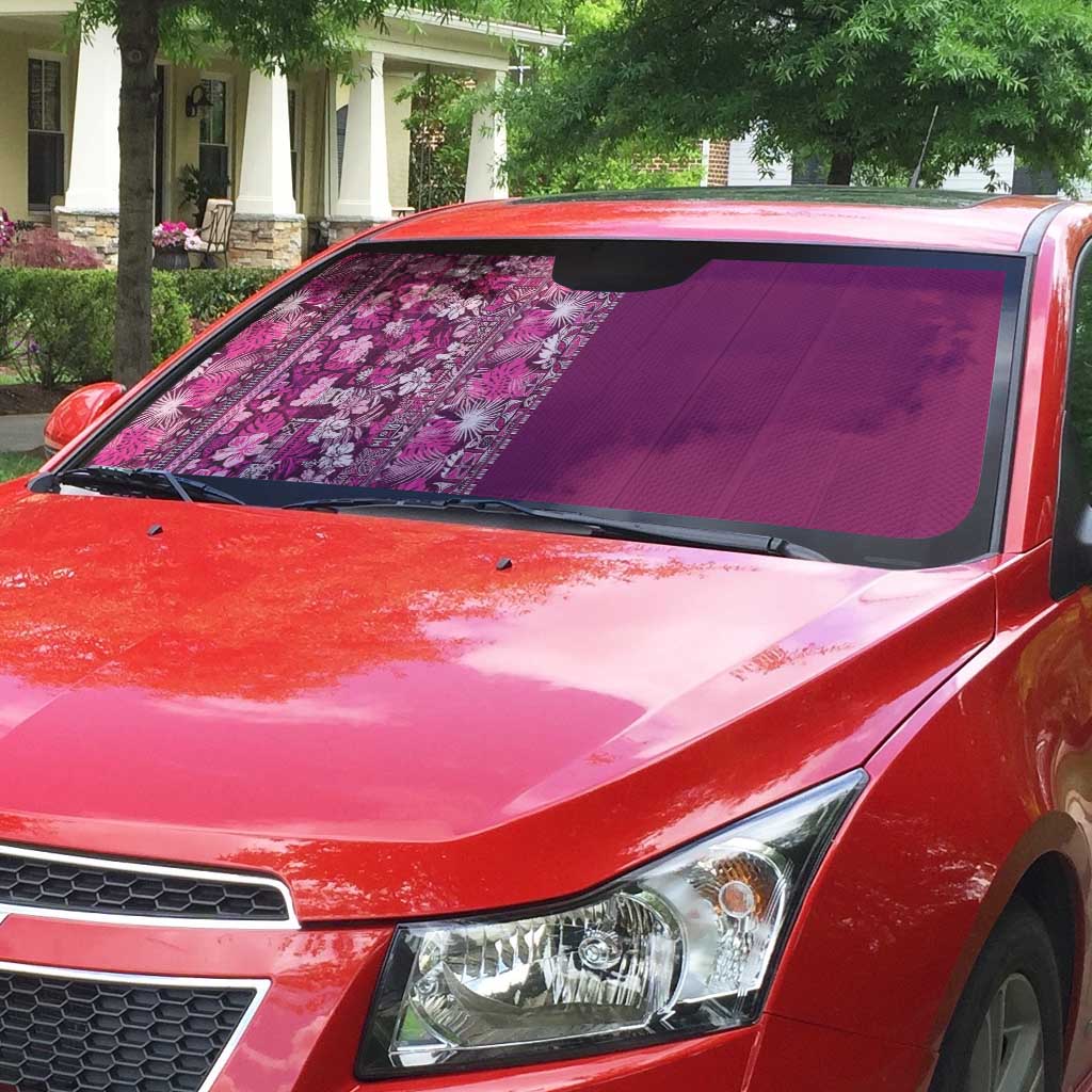 Hawaiian Tribal Elements Hibiscus Auto Sun Shade Pink Pattern - Polynesian Pride