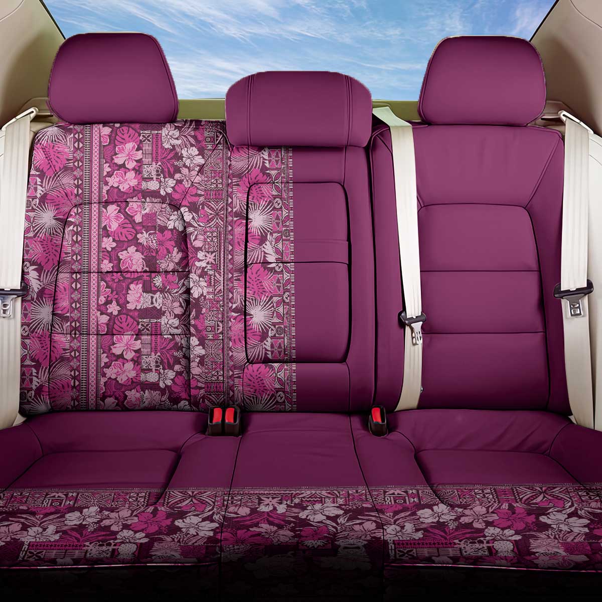 Hawaiian Tribal Elements Hibiscus Back Car Seat Cover Pink Pattern LT9 One Size Pink - Polynesian Pride