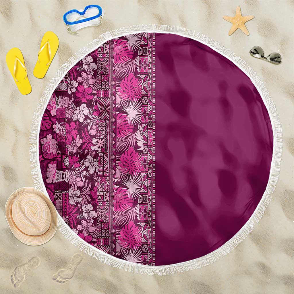 Hawaiian Tribal Elements Hibiscus Beach Blanket Pink Pattern LT9 One Size 150cm Pink - Polynesian Pride