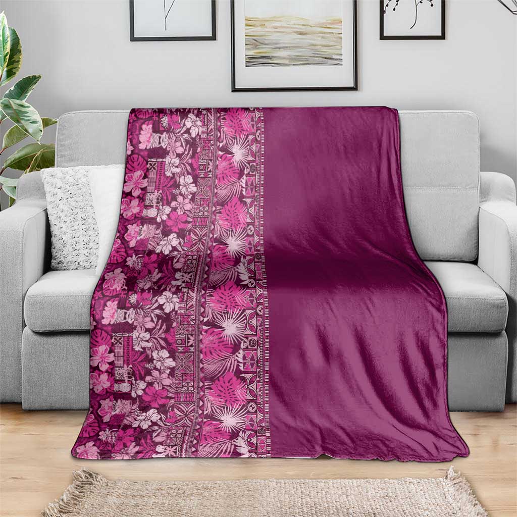 Hawaiian Tribal Elements Hibiscus Blanket Pink Pattern - Polynesian Pride