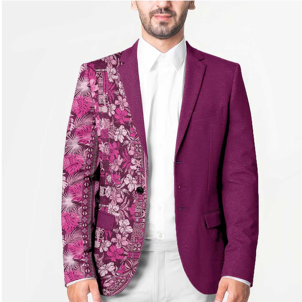 Hawaiian Tribal Elements Hibiscus Blazer Pink Pattern - Polynesian Pride