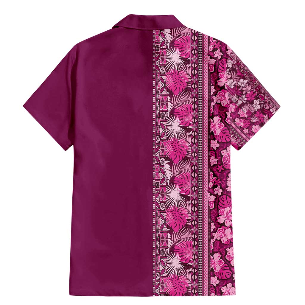 Hawaiian Tribal Elements Hibiscus Family Matching Mermaid Dress and Hawaiian Shirt Pink Pattern - Polynesian Pride