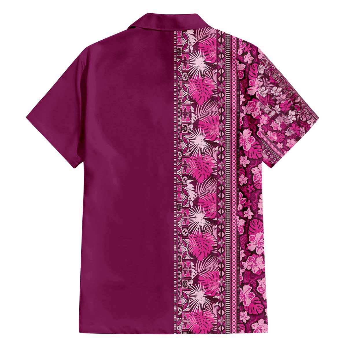 Hawaiian Tribal Elements Hibiscus Family Matching Off The Shoulder Long Sleeve Dress and Hawaiian Shirt Pink Pattern LT9 - Polynesian Pride