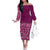 Hawaiian Tribal Elements Hibiscus Family Matching Off The Shoulder Long Sleeve Dress and Hawaiian Shirt Pink Pattern - Polynesian Pride