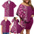 Hawaiian Tribal Elements Hibiscus Family Matching Off Shoulder Short Dress and Hawaiian Shirt Pink Pattern - Polynesian Pride