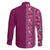 Hawaiian Tribal Elements Hibiscus Family Matching Short Sleeve Bodycon Dress and Hawaiian Shirt Pink Pattern - Polynesian Pride