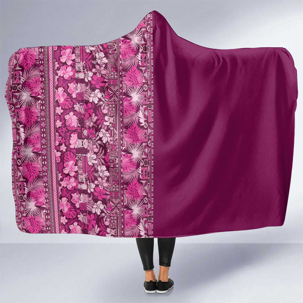 Hawaiian Tribal Elements Hibiscus Hooded Blanket Pink Pattern LT9 One Size Pink - Polynesian Pride