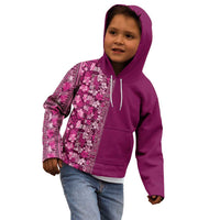 Hawaiian Tribal Elements Hibiscus Kid Hoodie Pink Pattern - Polynesian Pride