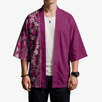 Hawaiian Tribal Elements Hibiscus Kimono Pink Pattern - Polynesian Pride