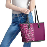 Hawaiian Tribal Elements Hibiscus Leather Tote Bag Pink Pattern LT9 - Polynesian Pride