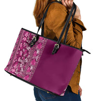 Hawaiian Tribal Elements Hibiscus Leather Tote Bag Pink Pattern LT9 - Polynesian Pride