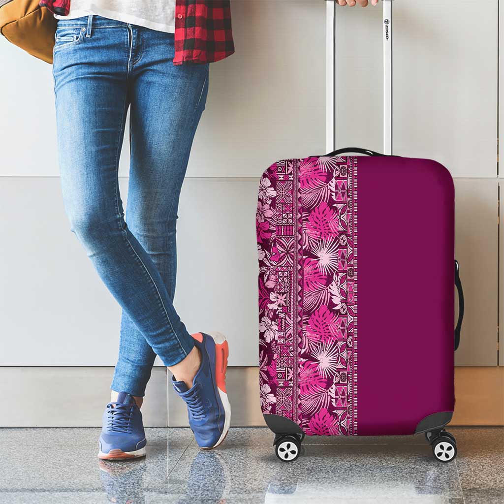 Hawaiian Tribal Elements Hibiscus Luggage Cover Pink Pattern - Polynesian Pride
