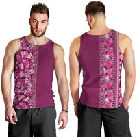 Hawaiian Tribal Elements Hibiscus Men Tank Top Pink Pattern - Polynesian Pride