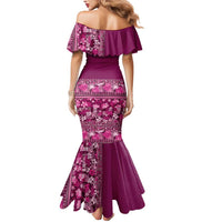 Hawaiian Tribal Elements Hibiscus Mermaid Dress Pink Pattern - Polynesian Pride