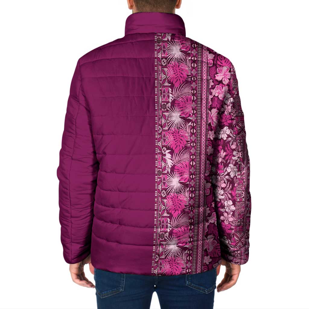 Hawaiian Tribal Elements Hibiscus Padded Jacket Pink Pattern - Polynesian Pride