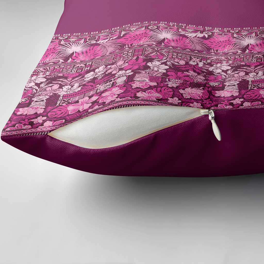 Hawaiian Tribal Elements Hibiscus Pillow Cover Pink Pattern - Polynesian Pride