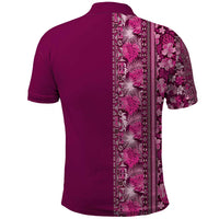 Hawaiian Tribal Elements Hibiscus Polo Shirt Pink Pattern - Polynesian Pride