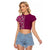 Hawaiian Tribal Elements Hibiscus Raglan Cropped T Shirt Pink Pattern - Polynesian Pride